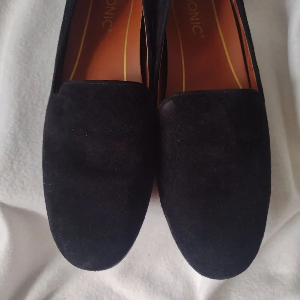 Vionic Willa Black Suede Loafers 8 Comfort Slip-On Business Casual Shoes - Picture 4 of 10